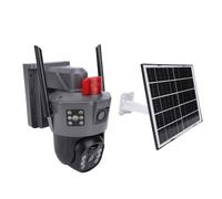 2K Dual Lens Solar Security Camera, AI Human Detection 360 Degree PTZ Rotation 2 Way Talk 8000mAh Battery IP66, with WiFi 2.4G 5G and Siren Alarm, for Home RV Farm Villa