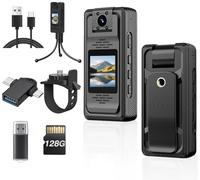2K HD Body Camera with Audio and Video Recording, 128GB Mini Body Camera with 180° Rotating Lens, 10HR Battery & Night Vision, Wearable Bodycam for Cycling, Traveling, Vlogging, Police Law Enforcement