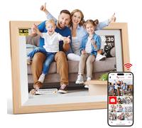 2K HD Digital Photo Frame WiFi, 10.1 Inch 32 GB LED Auto-Rotat Digital Frame with IPS Touch Screen & Calendar Weather, Share Photos and Videos with Sound Instantly via Frameo from Anywhere, Oak Wood