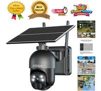 Xega 4G LTE Cellular Security Camera Outdoor Solar Camera Wireless, 2K HD Color Night Vision PTZ 360° View, Smart Motion Detection, 2 Way Talk, No WiFi, SIM Card Included, IP66