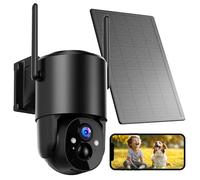 2K Outdoor Solar Battery Surveillance Camera: Camera Surveillance Outdoor Wireless WiFi Camera Outdoor Solar 2.4G WiFi Outdoor Camera Black with Colour Night Vision PIR Motion Sensor Alarm IP66