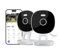 2K Security Camera Wired, Outdoor/Indoor for Home, Pet, Baby, Nanny, IP65 Waterproof Color Night Vision, White Light & Siren, Recording, Motion Detection, Works with Alexa, 2.4GHz WiFi, White-2P