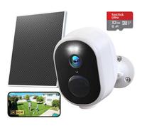 2K Solar Powered Cctv Security Camera Wireless Pir Motion Night Vision Ip65
