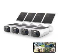 2K Solar Security Cameras Wireless Outdoor-2.4/5Ghz WiFi Cameras for Home Security, AI Motion Detection, Color Night Vision, SD Card/Cloud Storage, Waterproof, Work with Alexa/Google Home (4 Cameras)