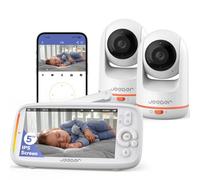 2K Wifi Video Baby Monitor with Two Cameras, App & 5'' Monitor Control, Motion & Cry Detection, Night Vision, Two-Way Audio, Lullabies, Temperature Sensor, 3050mAh Battery, 360° Pan, Tilt and x3 zoom