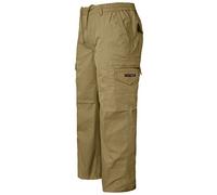 2k16Jan MENS ELASTICATED WAIST SUMMER COTTON CARGO COMBAT LONG TROUSERS ZIP[Beige ,L]