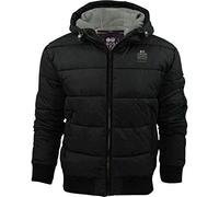 2k17Oct Mens Crosshatch Quilted Padded Hood Jacket Fleece Lined Winter Coat- Zip Pockets[Black,XL]