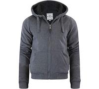 2k19Oct Mens Brave Soul Fur Lined Zip Up Hoodie Sherpa Borg Sweatshirt Winter Jacket New [Charcoal,
