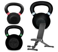 2kg-40kg Cast Iron Kettlebell 3 Pcs Set for Home Gym Fitness, Strength Training, Cardio, Core Stability & Cross-Training - Heavy Duty Powder Coated Flat Bottom Weights