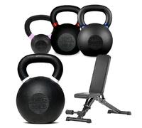 2kg-40kg Cast Iron Kettlebell 4 Pcs Set for Home Gym Fitness, Strength Training, Cardio, Core Stability & Cross-Training - Heavy Duty Powder Coated Flat Bottom Weights