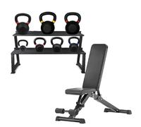 2kg-40kg Cast Iron Kettlebell 7 Pcs Set for Home Gym Fitness, Strength Training, Cardio, Core Stability & Cross-Training - Heavy Duty Powder Coated Flat Bottom Weights