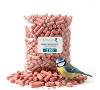 (2KG BAG) Wild Bird Food Berry Mix Suet Pellets Premium Natural Feed for Robins Sparrows Garden Wildlife High Oil Energy Treat No Mess Suet Balls for Birds Year Round Nutrition Pack