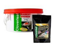 2KG Cloverleaf Blanket Answer Koi Fish Pond Blanketweed Algae Treatment & Koi Sturgeon Sterlet Sinking Pellet Food - 500g Juvenile 2mm 54% Protein