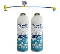 2KGCA Car Aircon AC 2pcs R1234yf Compatible Refill Recharge Regas Gas + Hose Gauge Kit Clima Accessories DIY filler tube