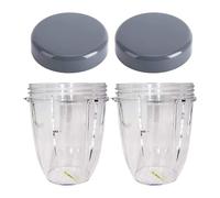 2kits Blender 18OZ Cup with Lid Clear Plastic Replacement, Compatible for Nutribullet, 600W 900W Pro 900 High - Speed Mixer Juicer