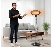 2KW Adjustable Electric Patio Heater - Free-Standing Outdoor Heater with 3 Heat Modes, Weatherproof Infrared Stand Heater for Garden, Terrace, Balcony, BBQ Area, and Outdoor Seating Spaces