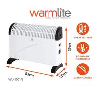 2KW Convector Heater 2000w 3heat setting adjustable thermostat -WL41001N [EEK: A]