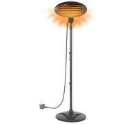 2KW Electric Patio Heater Free Standing 3 Heat Settings Quartz Portable Tilting IP34 Rated Adjustable, Heat Angle and Height Ideal for Outdoor Garden Patio Lawn Energy Efficient Heaters