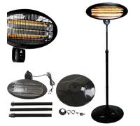 2KW Electric Patio Heater Outdoor Free Standing - Waterproof Quartz Heater with Height Adjustable Stand, Tilting Head, 3 Heat Levels - Instant Warmth for Garden, Terrace, Balcony & Outdoor Events