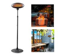2KW Free Standing Electric Heaters Adjustable Patio Garden Heater Outdoor 3 Heat Settings Quartz Portable Tilting 2000W, IP34 Rated, Heat Angle and Height Water Resistant