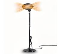 2KW Freestanding Outdoor Electric Patio Heater | Quartz Heating with 3 Power Levels, Adjustable Height & Tilt Head - Weather Resistant Heater for Garden, Balcony, BBQ & Terrace
