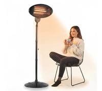 2KW Garden Patio Heater Electric Freestanding Infrared Quartz Outdoor Heater with Tilting Head and 3 Heat Levels Water Resistant Black