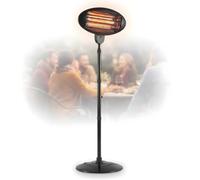 2KW Infrared Patio Heater Freestanding Outdoor Garden Electric Radiant Heating Pull Cord with 3 Heat Settings Weather Resistant Heater Black