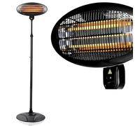 2KW Outdoor Electric Patio Heater | Freestanding Infrared Heater with Adjustable Height & Tilt | 3 Heat Settings, Instant Warmth for Garden, Balcony & Terrace