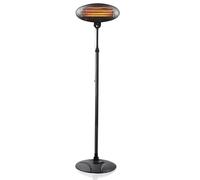 2KW Outdoor Free Standing Electric Quartz Heater Patio Garden Waterproof, 3 Power Settings, 650W / 1300W / 2000W Adjustable Height and Heat Angle Adjustable Stand Black Warmer