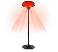 2KW Outdoor Free Standing Quartz Electric Garden Patio Heater 2000w Waterproof, 3 Power Settings, Adjustable Heat Angle and Height Adjustable Stand (Black)