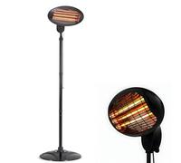 2KW Outdoor Quartz Electric Garden Patio Heater, 2000W, IP34 Rated, with 3 Power Modes, Adjustable Heat Angle and Height Adjustable Stand Patio Heater