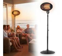 2KW Patio Heater Freestanding Quartz Infrared Electric Garden Heater with Adjustable Height and Tilting Head Weather-Resistant IP34
