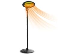2KW Patio Heater Outdoor Free Standing Electric Heater Angle Infrared & Adjustable Height Waterproof & Weatherproof Garden Heaters with 3 Heat Settings (650W/1350W/2000W)