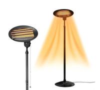 2KW Rounded Standing Outdoor Patio Heater | 3 Energy Efficient Heat Settings | Freestanding & Adjustable Height with Angle Infrared Portable for Ease Weather Resistant Heater