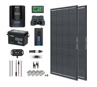 2Kwh 400W 12V Solar Panel System w/Solar Panel, Battery, Inverter and Charge Controller - Anti-Shading Solar Panel / 200Ah Core Mini Lithium Battery / 2000W Pure Sine Wave Inverter Charger