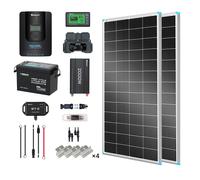 2kWh 400W 12V Solar Panel System w/Solar Panel, Battery, Inverter and Charge Controller - Anti-Shading Solar Panel / 200Ah Core Mini Lithium Battery / 2000W Pure Sine Wave Inverter