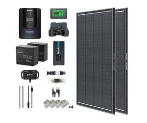 2kWh 400W 12V Solar Panel System w/Solar Panel, Battery, Inverter and Charge Controller - Anti-Shading Solar Panel / 100Ah Core Mini Lithium Battery / 2000W Pure Sine Wave Inverter Charger