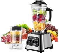 2L Blender Smoothie Maker, 2-in-1 Blender, 2L Double Cups Smoothie Maker with 500ml Grinder, 9 Speed, 4 Sharp Blades, Food Blender for Smoothies, Shakes, Sauces, Frozen Fruits