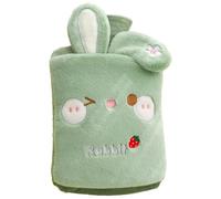 2L Cute Rabbit Hot Water Bottle with Soft Plush Cover, Cute Hot Water Bottles, Super Soft Fluffy Cartoon Cover, Removable for Cleaning, for Kids, Adults & Teens (Green)