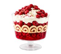 2L Footed Glass Trifle Bowl, Stem Glass Dessert Serving Dish & Fruit Bowl