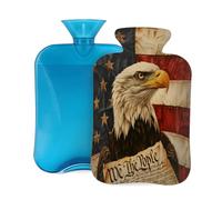 2L Hot Water Bottle with Cover, American Flag Eagle Pattern Large Capacity Hot Water Bag for Hot Cold Compress, Hand Feet Warmer, Neck Shoulder Pain Relief