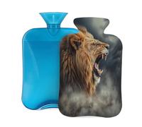 2L Hot Water Bottle with Cover, Animal Lion Pattern Large Capacity Hot Water Bag for Hot Cold Compress, Hand Feet Warmer, Neck Shoulder Pain Relief