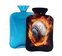 2L Hot Water Bottle with Cover, Baseball Fire Sport Theme Large Capacity Hot Water Bag for Hot Cold Compress, Hand Feet Warmer, Neck Shoulder Pain Relief