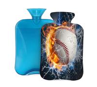 2L Hot Water Bottle with Cover, Baseball Fire Water Sport Ball Large Capacity Hot Water Bag for Hot Cold Compress, Hand Feet Warmer, Neck Shoulder Pain Relief