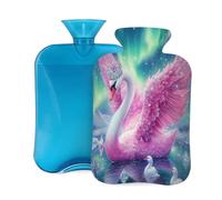 2L Hot Water Bottle with Cover, Beautiful Pink Swan Pattern Large Capacity Hot Water Bag for Hot Cold Compress, Hand Feet Warmer, Neck Shoulder Pain Relief