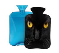 2L Hot Water Bottle with Cover, Black Cat Pattern Large Capacity Hot Water Bag for Hot Cold Compress, Hand Feet Warmer, Neck Shoulder Pain Relief