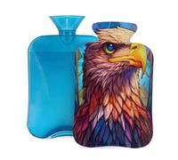 2L Hot Water Bottle with Cover, Colored Eagle Pattern Large Capacity Hot Water Bag for Hot Cold Compress, Hand Feet Warmer, Neck Shoulder Pain Relief