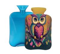 2L Hot Water Bottle with Cover, Colorful Animal Owl Tree Branch Large Capacity Hot Water Bag for Hot Cold Compress, Hand Feet Warmer, Neck Shoulder Pain Relief
