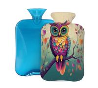 2L Hot Water Bottle with Cover, Colorful Owl Branch Love Large Capacity Hot Water Bag for Hot Cold Compress, Hand Feet Warmer, Neck Shoulder Pain Relief