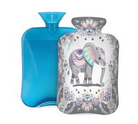 2L Hot Water Bottle with Cover, Cute African Elephant Large Capacity Hot Water Bag for Hot Cold Compress, Hand Feet Warmer, Neck Shoulder Pain Relief